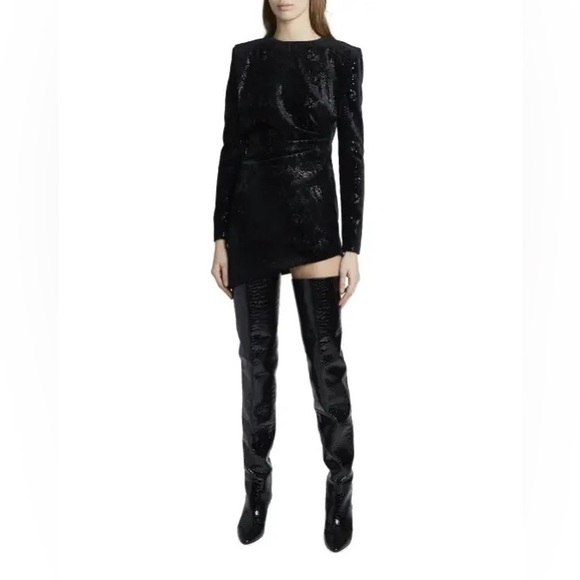 SAINT LAURENT Velvet Snakeskin-effect Mini Dress - Picture 7 of 11